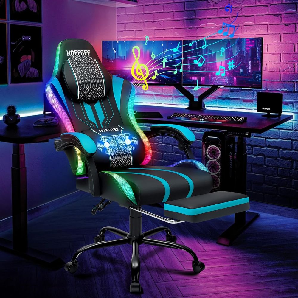 Speakers - Игровое кресло с LED-подсветкой, динамиками, массажем,